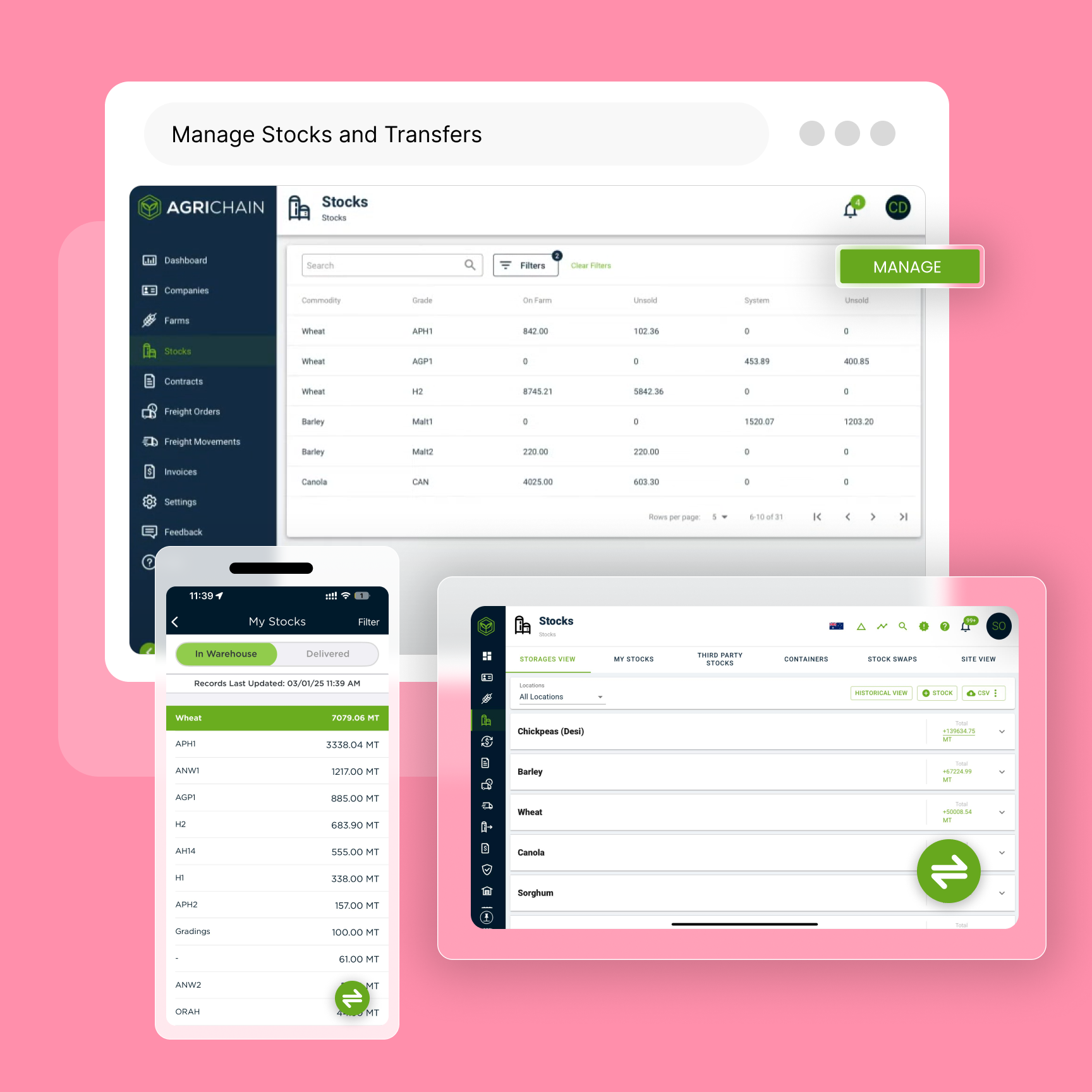 Manage Stocks and Transfers