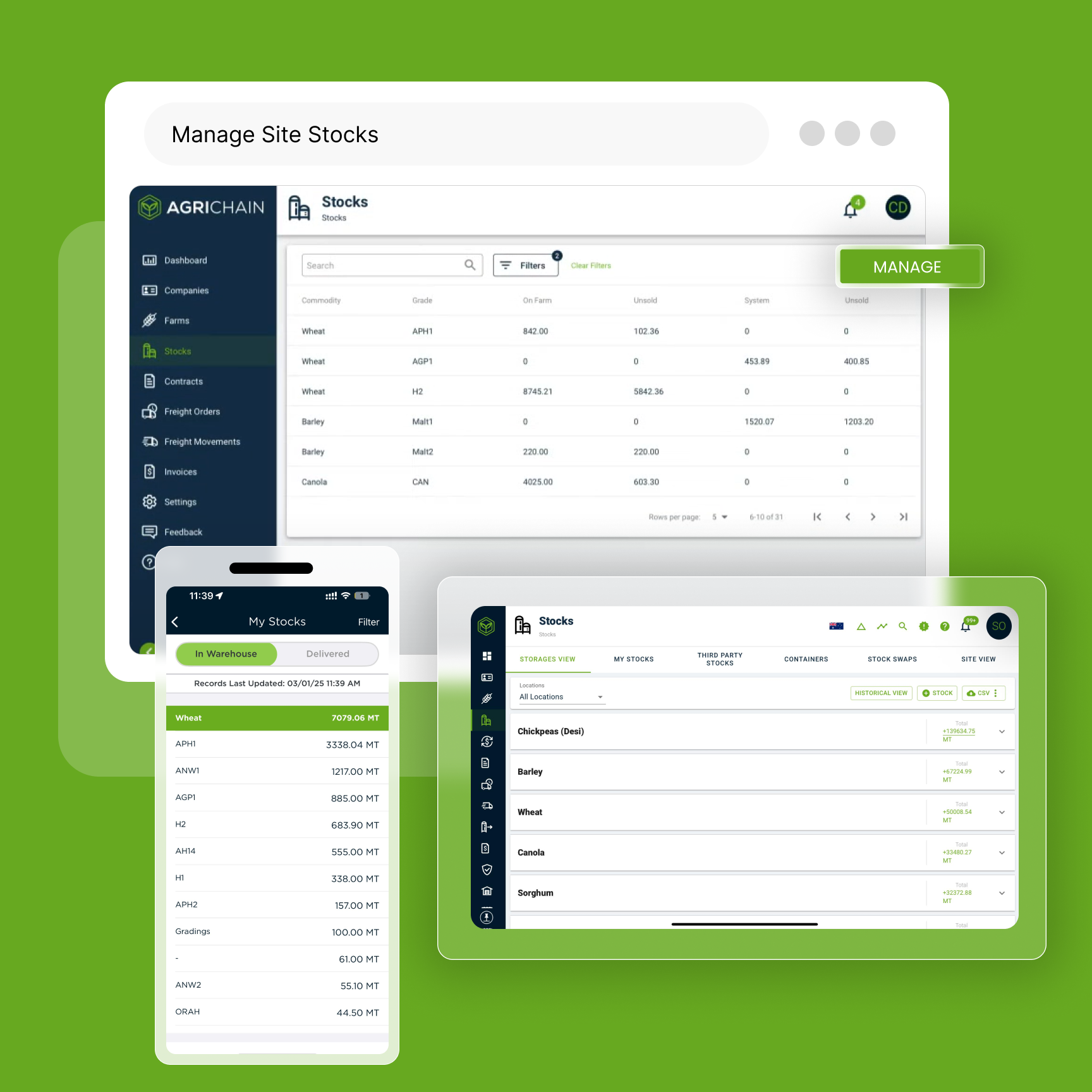 Manage Site Stocks